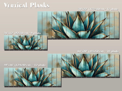 Agave Cactus Wall Art – Abstract Agave Print on Natural Wood | Rustic Boho Decor