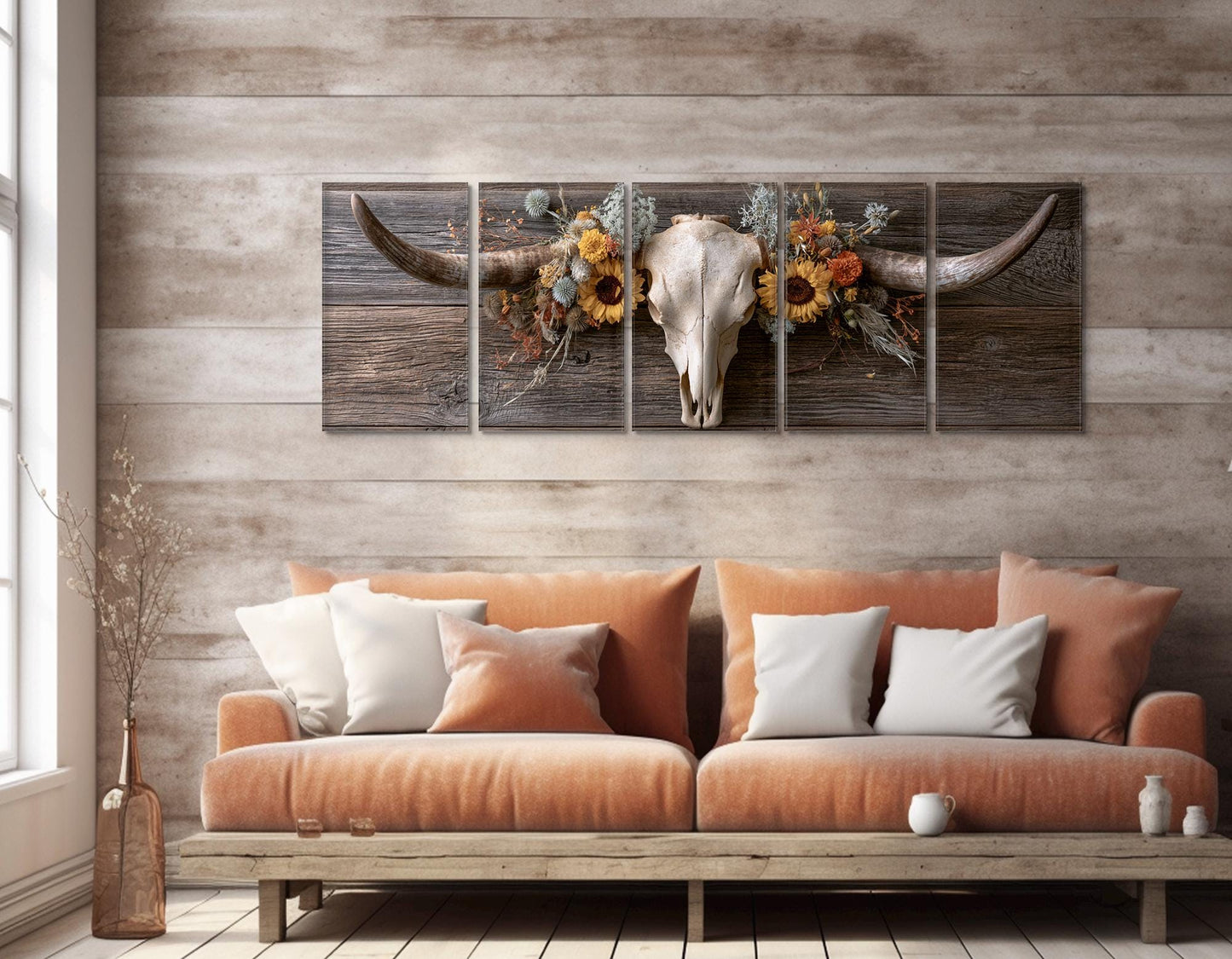 Longhorn Skull Canvas Print, Large Western Wall Decor, Framed and Ready to Hang
