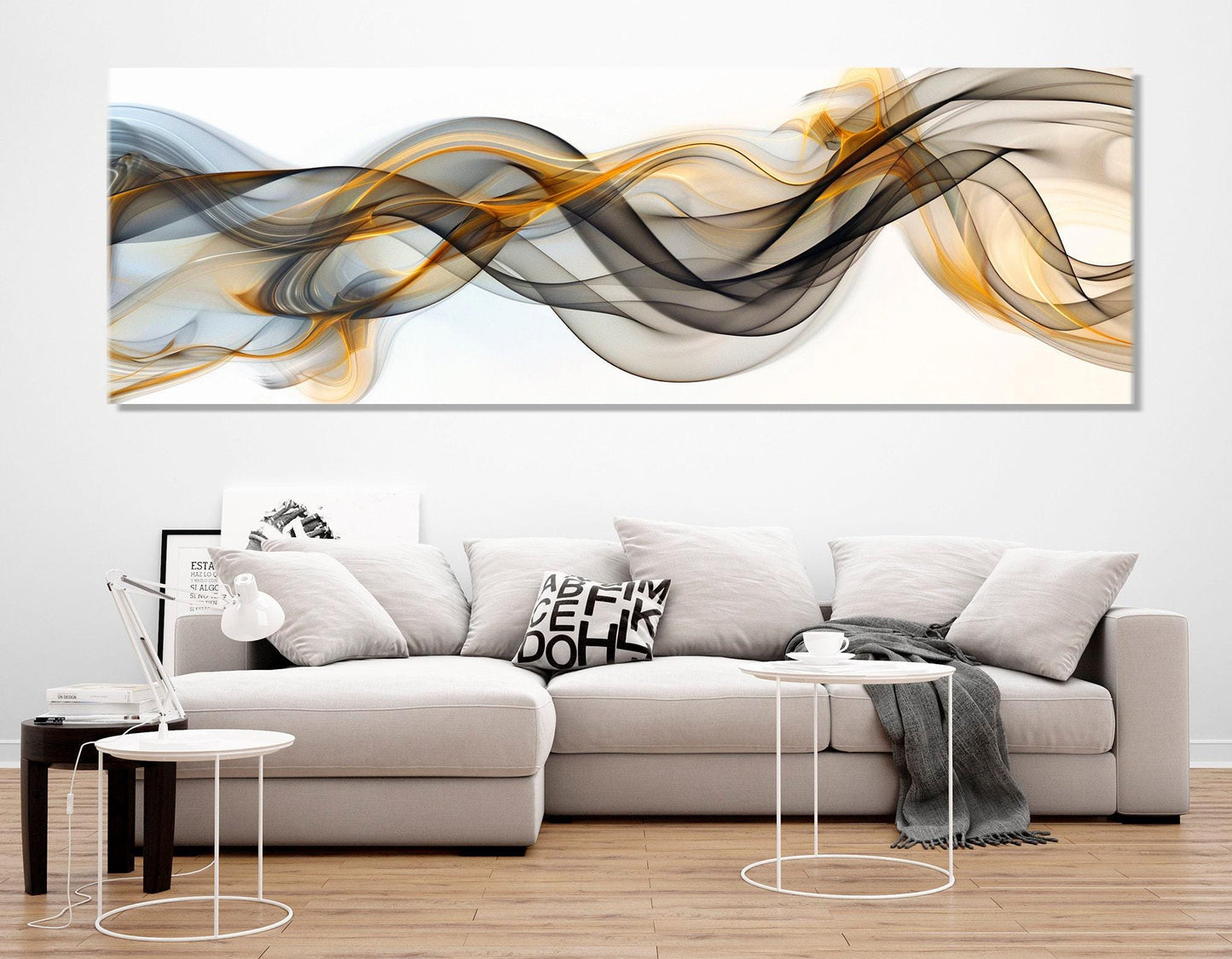 Abstract Fluid Canvas Print - Black and Gold Large Abstract Painting | Framed Canvas Art