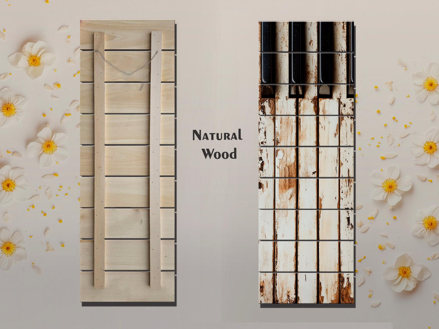 Rustic Wood Wall Art – Piano Keys Painting | Sepia Music Art, Musician Gift