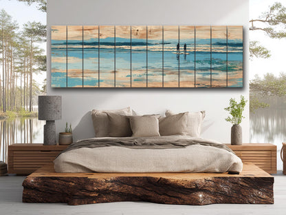 Paddleboard Wall Art – Nautical Coastal Wood Print with Ocean Paddleboard Art