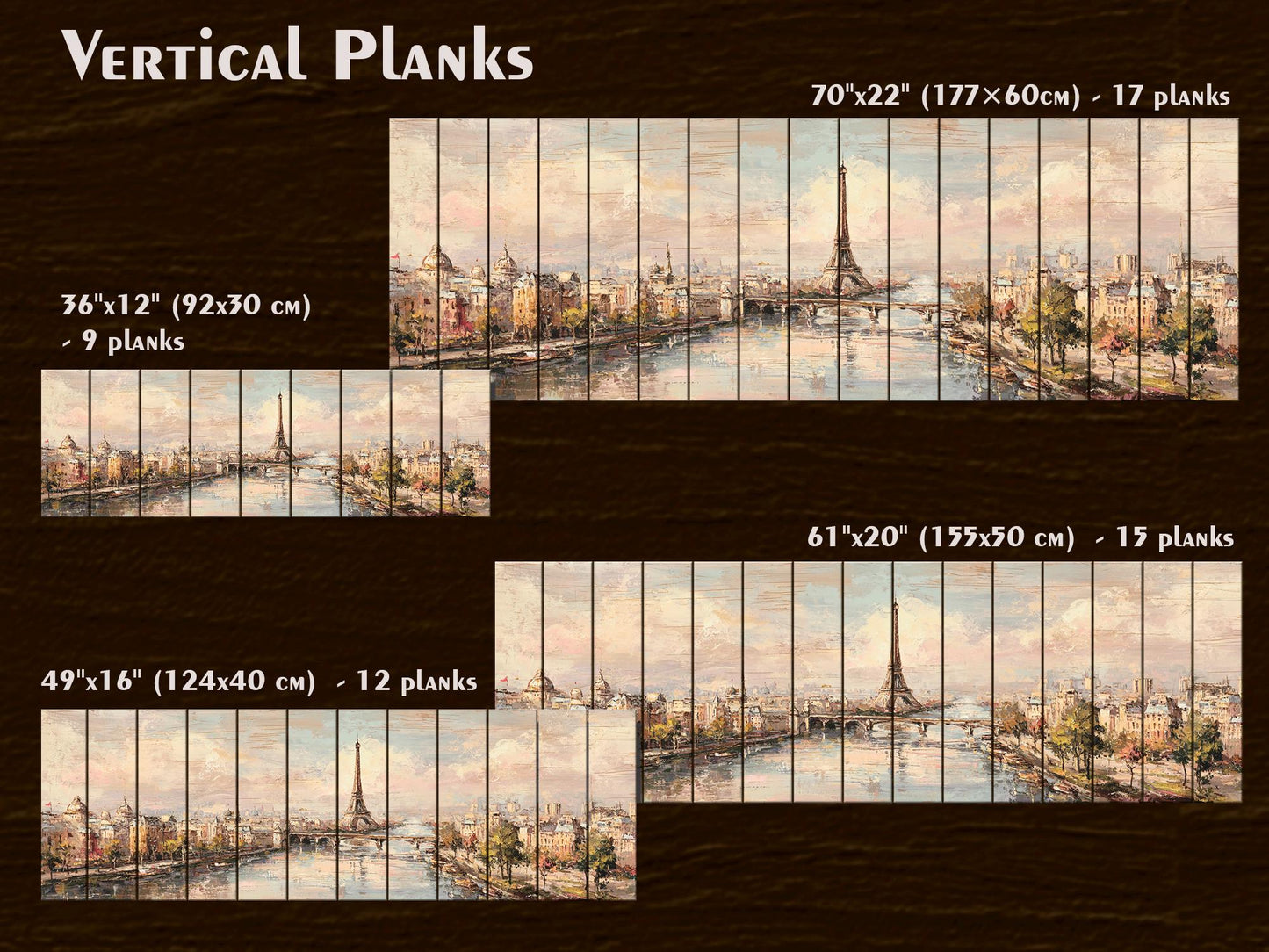 Paris Wall Art – Eiffel Tower Painting on Rustic Wood | Beige Pastel Oil Print