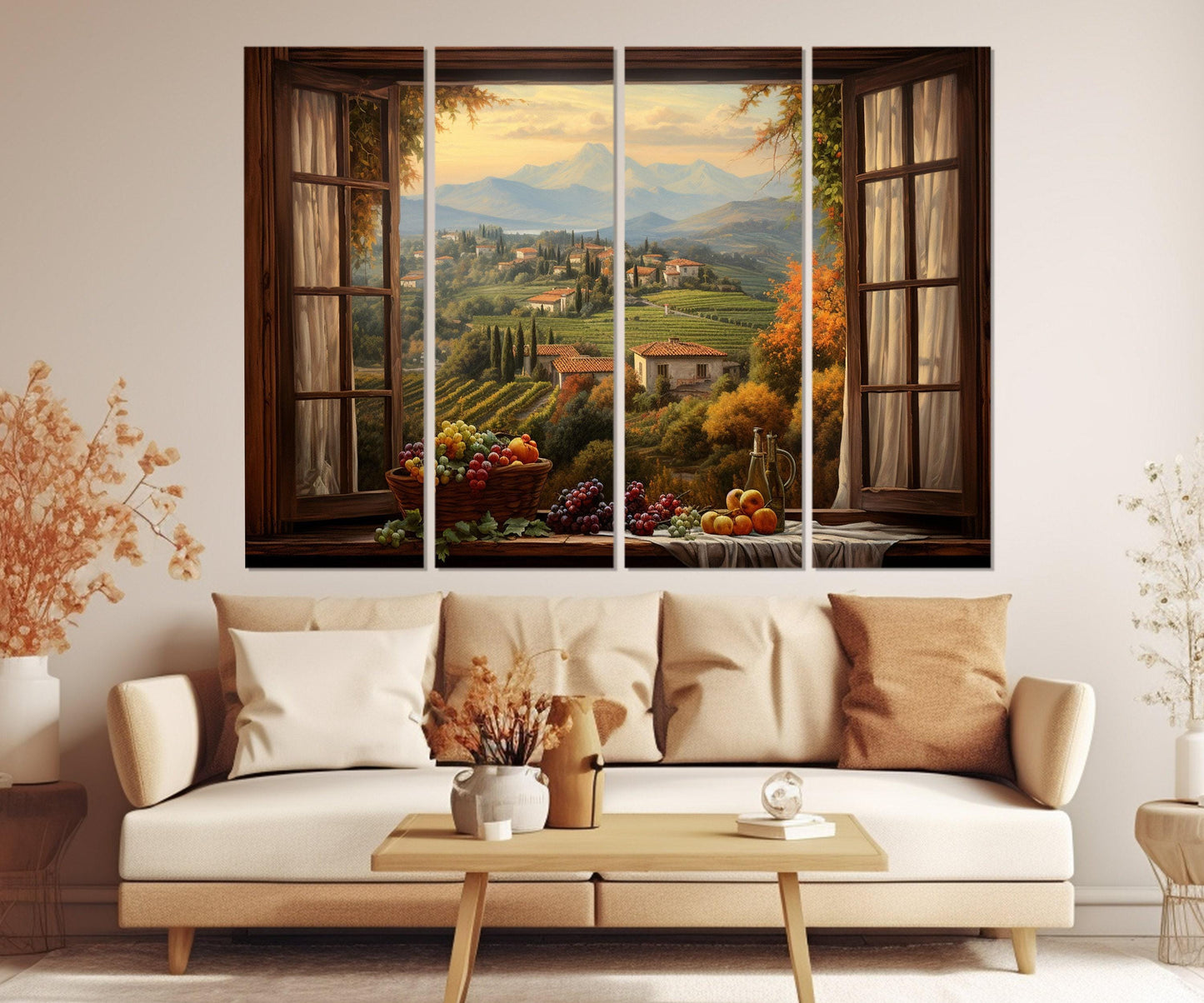 Tuscany Canvas Print – Open Window Painting | Framed Canvas Print, Ready to Hang Art