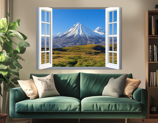 Kamchatka Wall Art – Open Window Volcano Canvas Print | Framed, Ready to Hang