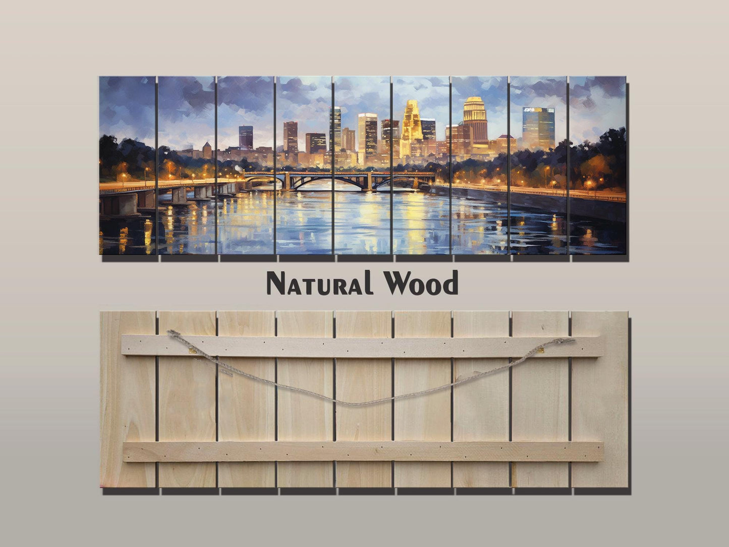 Minneapolis Wood Wall Art – Rustic Skyline Painting on Wood – Unique Natural Texture Decor