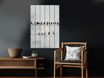 Rustic Wood Wall Art – Minimalist Bird Wall Decor on Natural Wood Planks