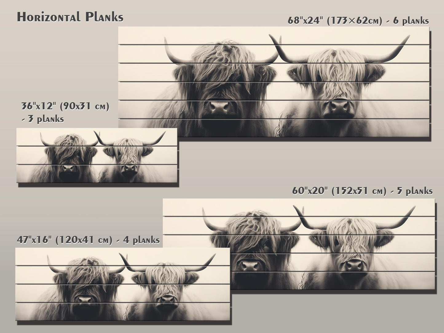 Highland Cows Wall Art – Handcrafted Wood Wall Decor | Rustic Farmhouse Print