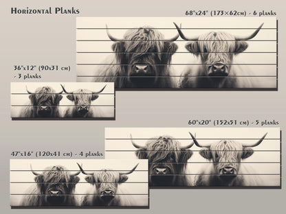 Highland Cows Wall Art – Handcrafted Wood Wall Decor | Rustic Farmhouse Print