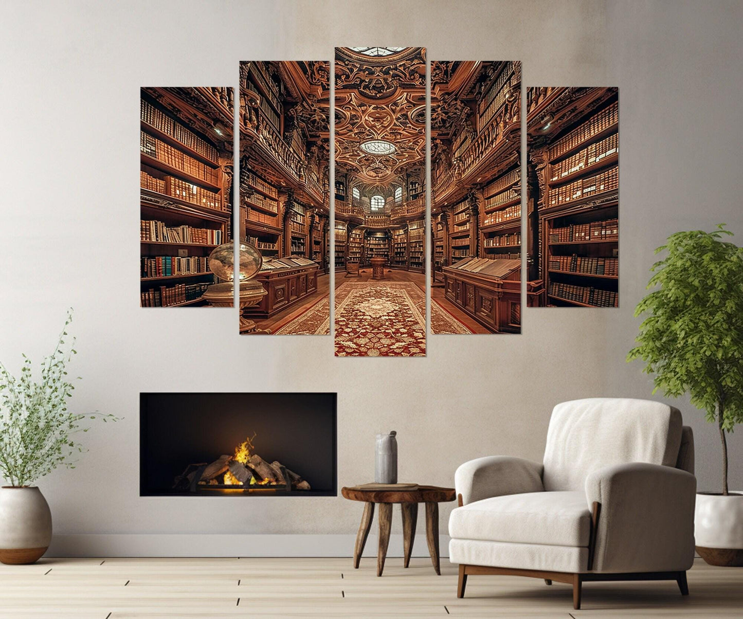 Library Canvas Print – Abstract Canvas Art | Framed Library Painting Ready to Hang