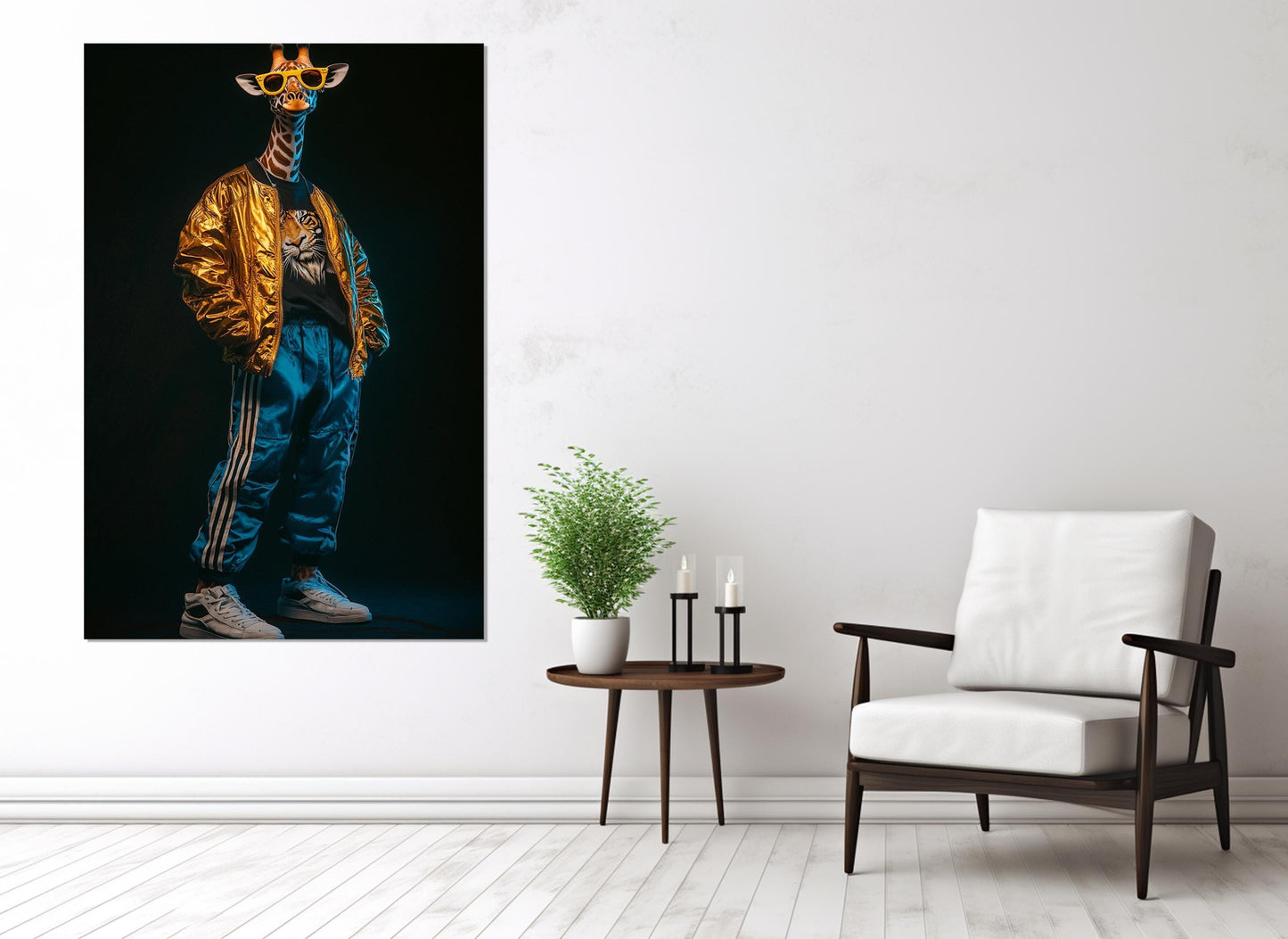 Giraffe Canvas Print – Cool Giraffe Poster in Sport Suit, Ready to Hang Wall Art