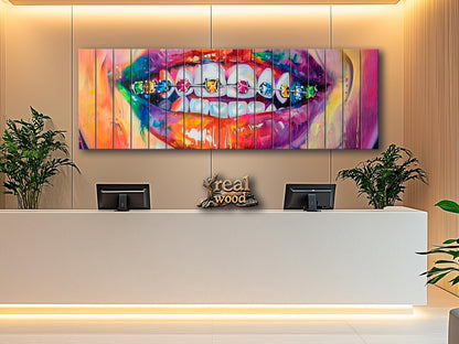 Wood Wall Art – Abstract Braces Painting | Orthodontist Wall Decor on Wood