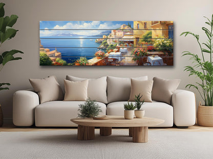 Italy Coast Painting – Scenic Italian Landscape Wood Wall Art | Rustic Coastal Decor
