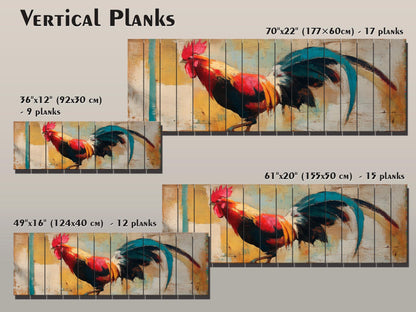 Rustic Rooster Print on Natural Wood, Rooster Painting, Chicken Farm Decor, Farmhouse Wall Decor, Wood Wall Art, Cozy Cabin Wall Decor