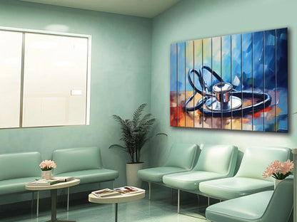 Stethoscope Wall Art – Wooden Medical Decor | Modern Hospital Wall Decoration