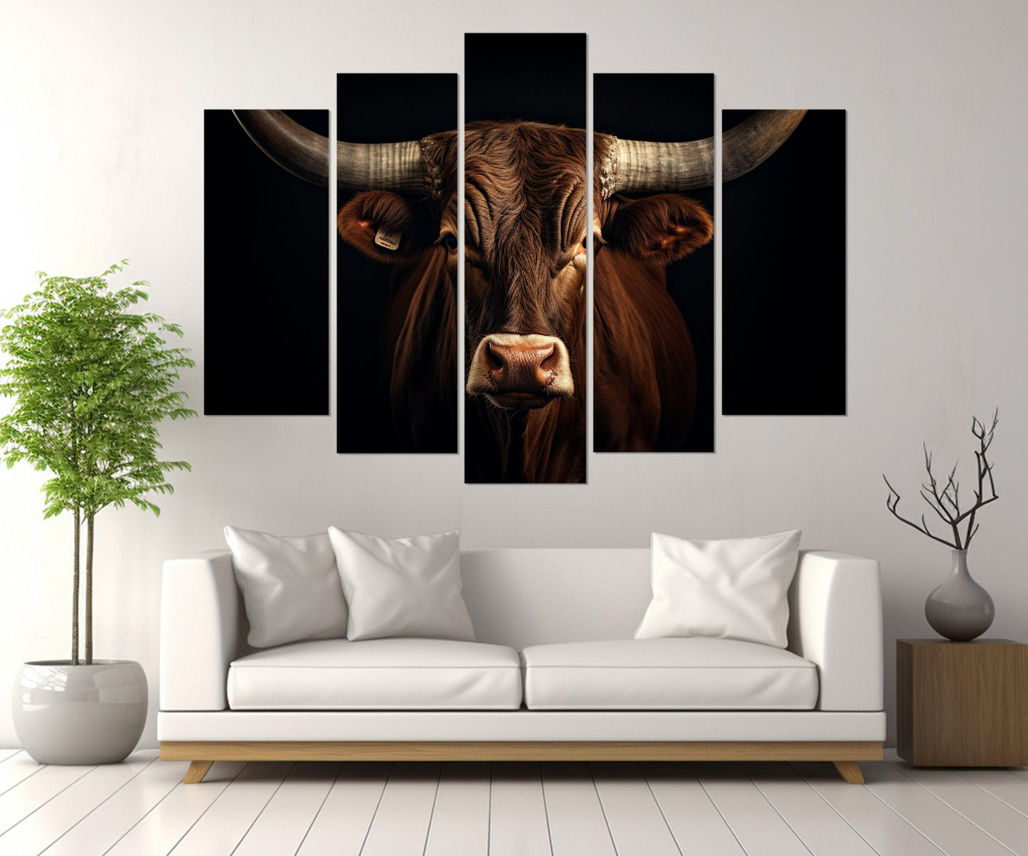 Texas Longhorn Painting - Framed Canvas Print | Modern Farmhouse Wall Art