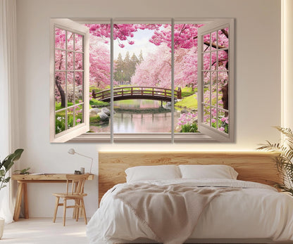 Cherry Blossom Canvas Print – Japanese Landscape Art | Framed & Ready to Hang