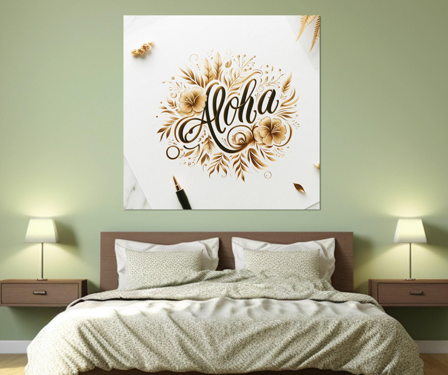 Aloha Wall Art, Aloha Sign Canvas Print, Coastal Wall Art, Framed and Ready to Hang