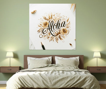 Aloha Wall Art, Aloha Sign Canvas Print, Coastal Wall Art, Framed and Ready to Hang