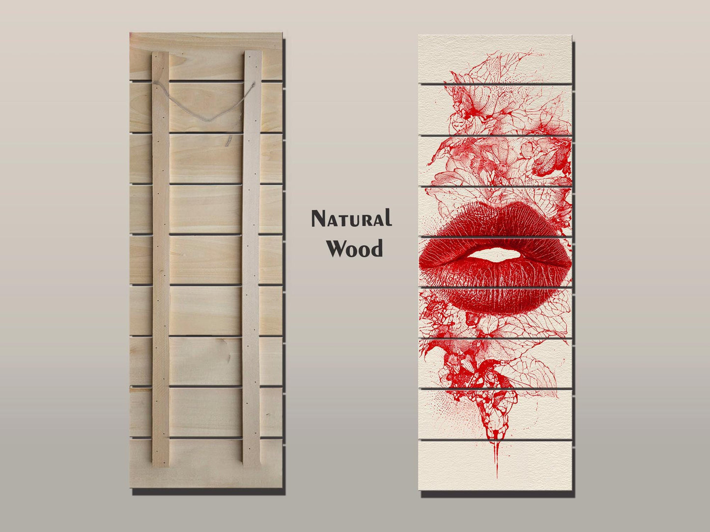 Red Lips Wall Art – Romantic Wall Decor | Modern Passion Art On Wood