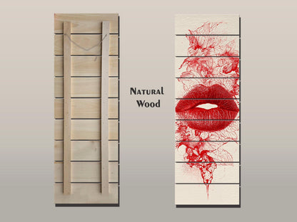 Red Lips Wall Art – Romantic Wall Decor | Modern Passion Art On Wood