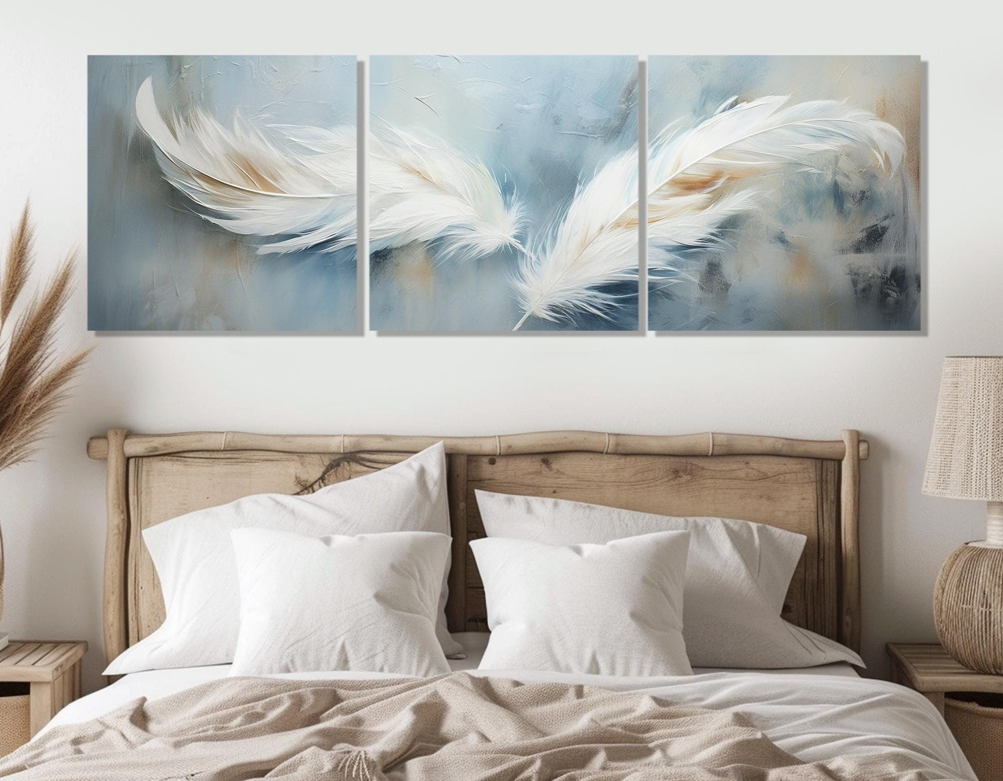 Neutral Tones Canvas Print – Minimalist Wall Art | Feather Painting Art, Ready to Hang