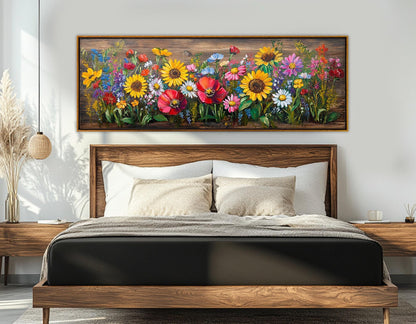 Floral Canvas Print - Daisies Sunflowers Poppies Garden Wall Decor | Ready To Hang