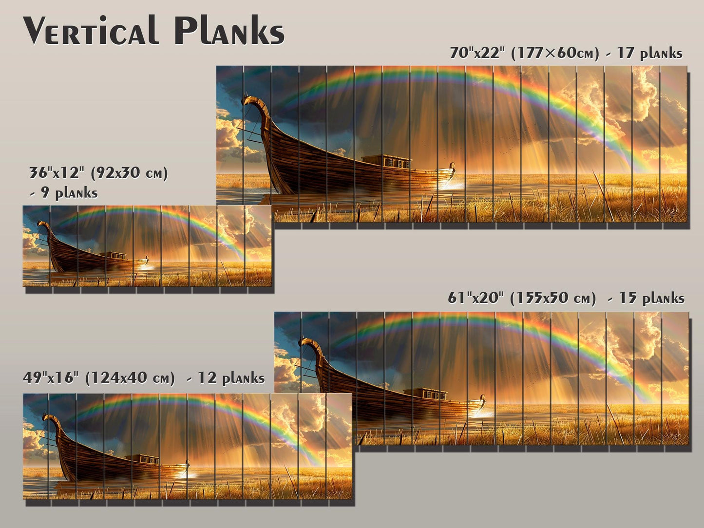 Noah's Ark Wall Art – Natural Wood Plank Print | Rustic Farmhouse Decor