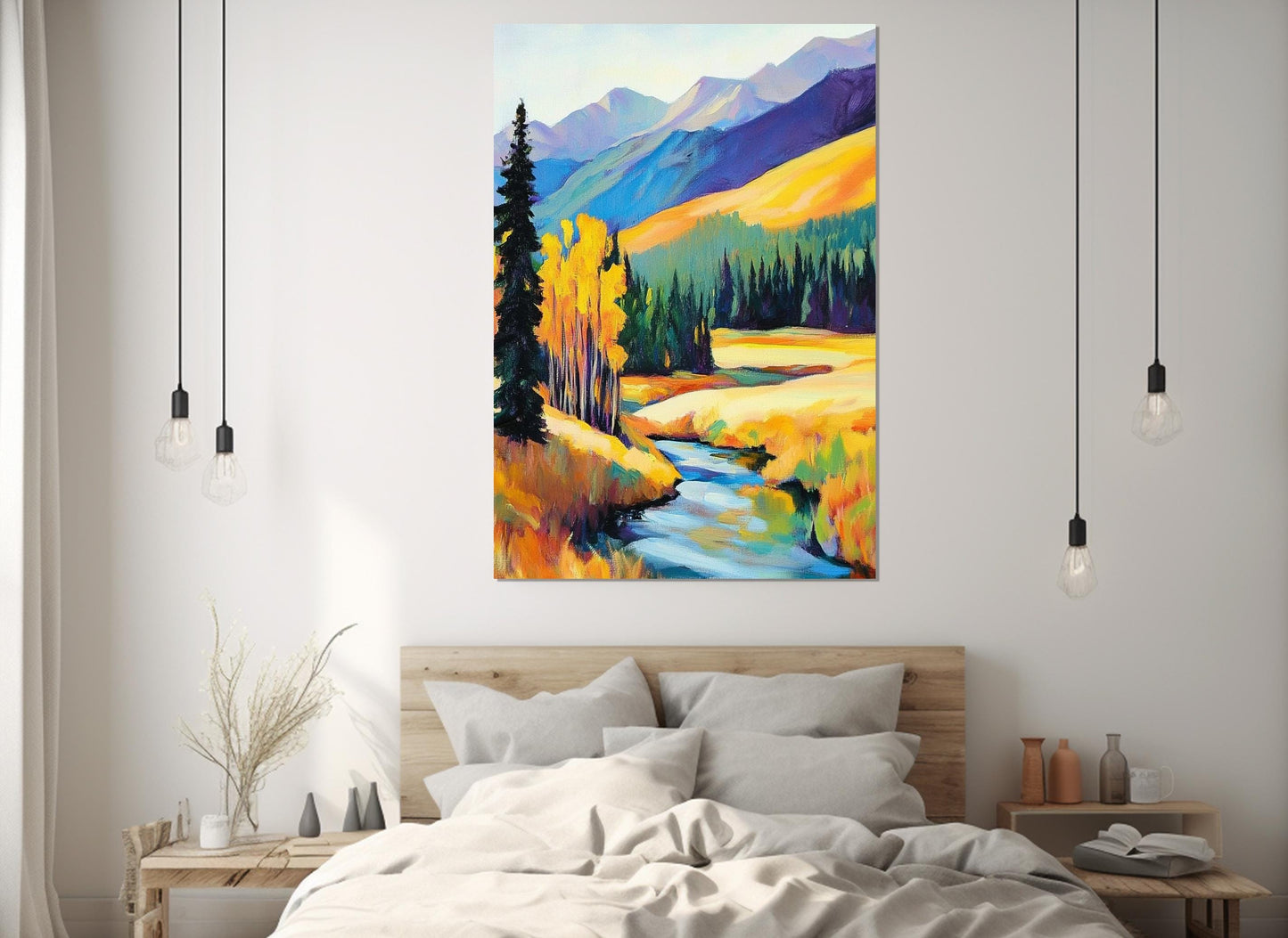Alpine Landscape Canvas – Impressionist Mountain Painting | Ready to Hang Gallery Wrapped Print
