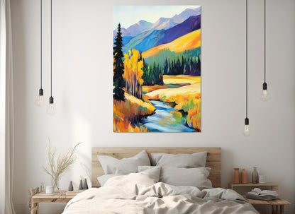 Alpine Landscape Canvas – Impressionist Mountain Painting | Ready to Hang Gallery Wrapped Print
