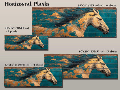 Wood Wall Art - Galloping Horse Painting | Rustic Wood Art With Natural Grain Texture
