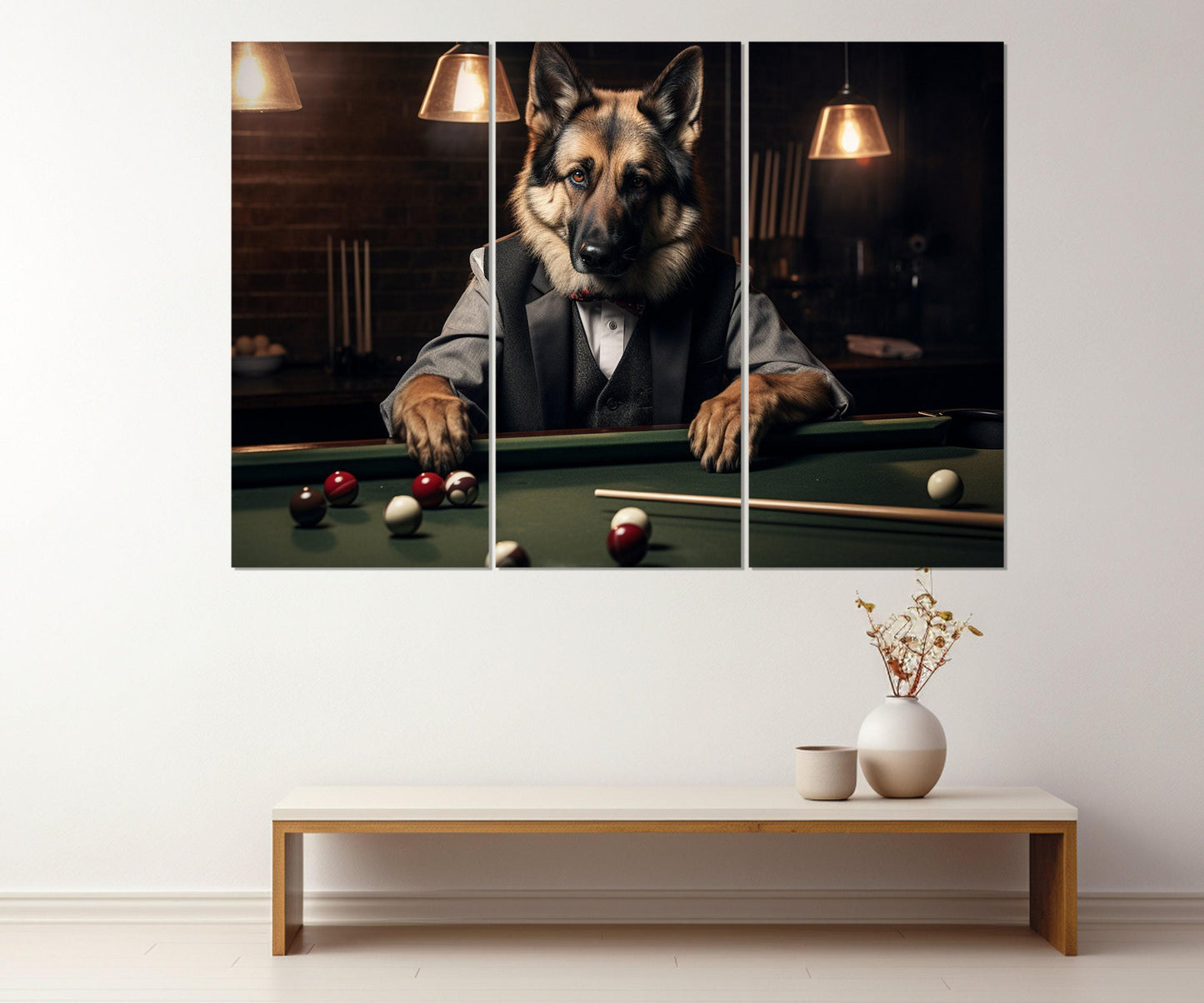 Billiards Canvas Print – Shepherd Playing Billiards Wall Art | Ready to Hang Framed Canvas