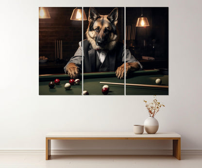Billiards Canvas Print – Shepherd Playing Billiards Wall Art | Ready to Hang Framed Canvas
