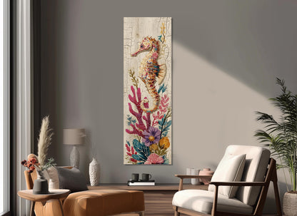 Seahorse Canvas Print – Ocean Wall Art | Framed Floating Frame Canvas, Ready to Hang