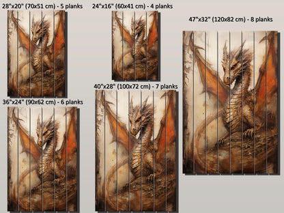 Rustic Dragon Painting – Handmade Wood Wall Art | UV Printed Natural Panel