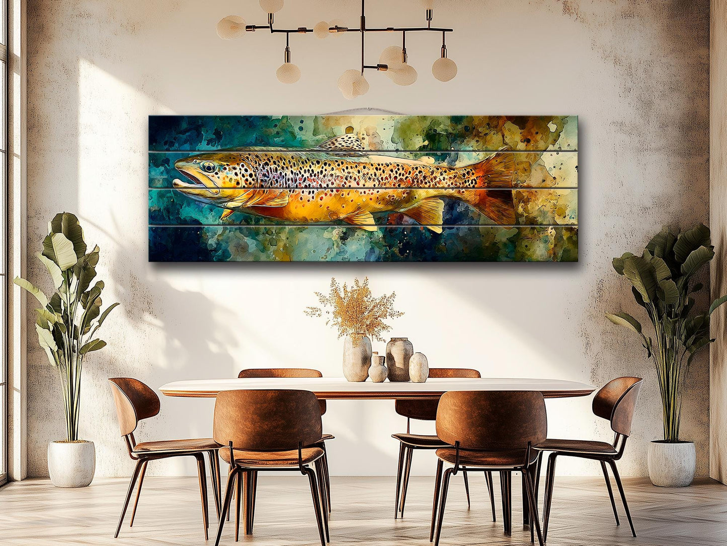 Brown Trout Wood Print - Rustic Fishing Wall Art | Handcrafted Linden Wood Artwork