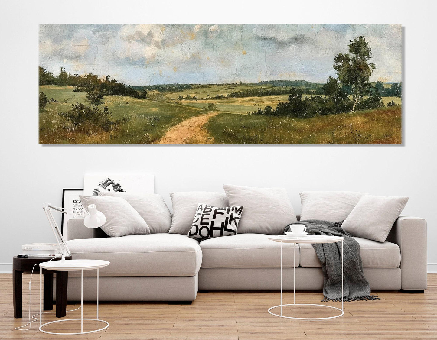 Green Meadow Canvas Print - Large Rustic Wall Art | Framed Floating Frame, Ready to Hang