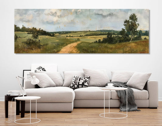Green Meadow Canvas Print - Large Rustic Wall Art | Framed Floating Frame, Ready to Hang