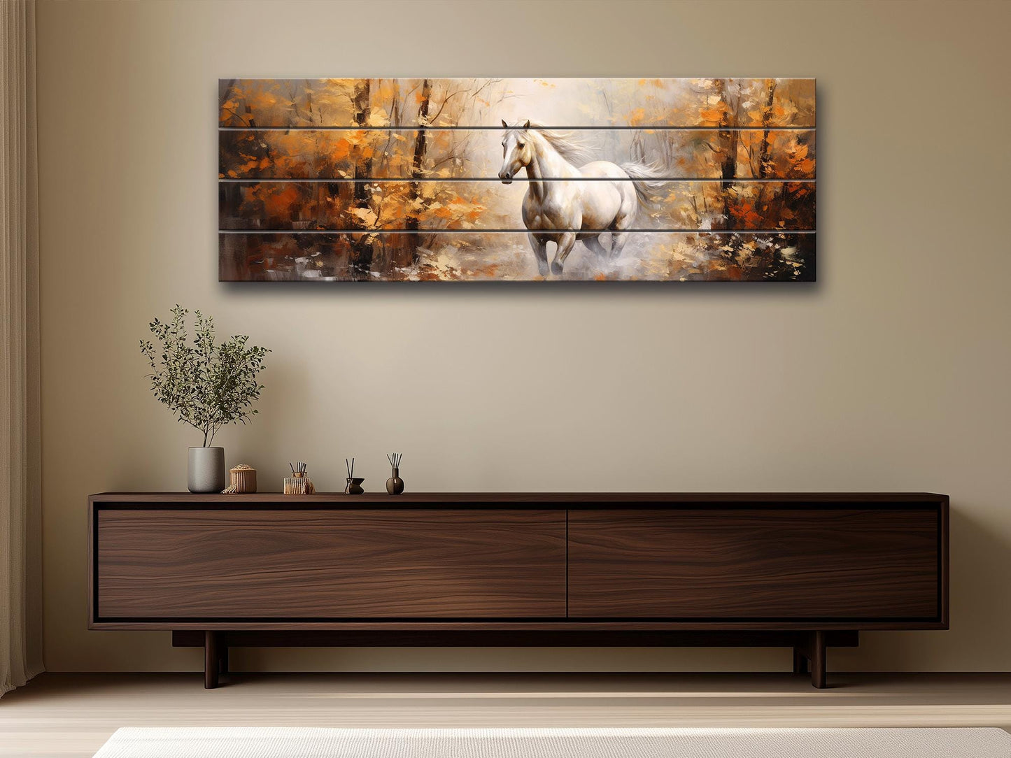 Horse Wood Print – Rustic Animal Wall Art on Natural Wood Planks