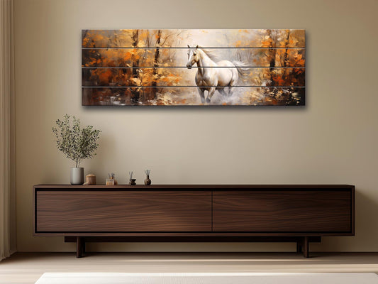 Horse Wood Print – Rustic Animal Wall Art on Natural Wood Planks