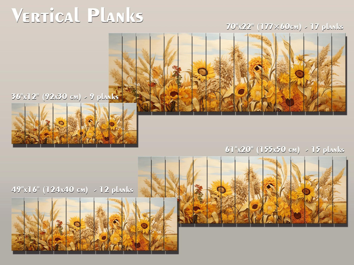 Rustic Wood Wall Art – Large Farmhouse Wall Decor with Sunflower Wood Print