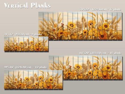 Rustic Wood Wall Art – Large Farmhouse Wall Decor with Sunflower Wood Print