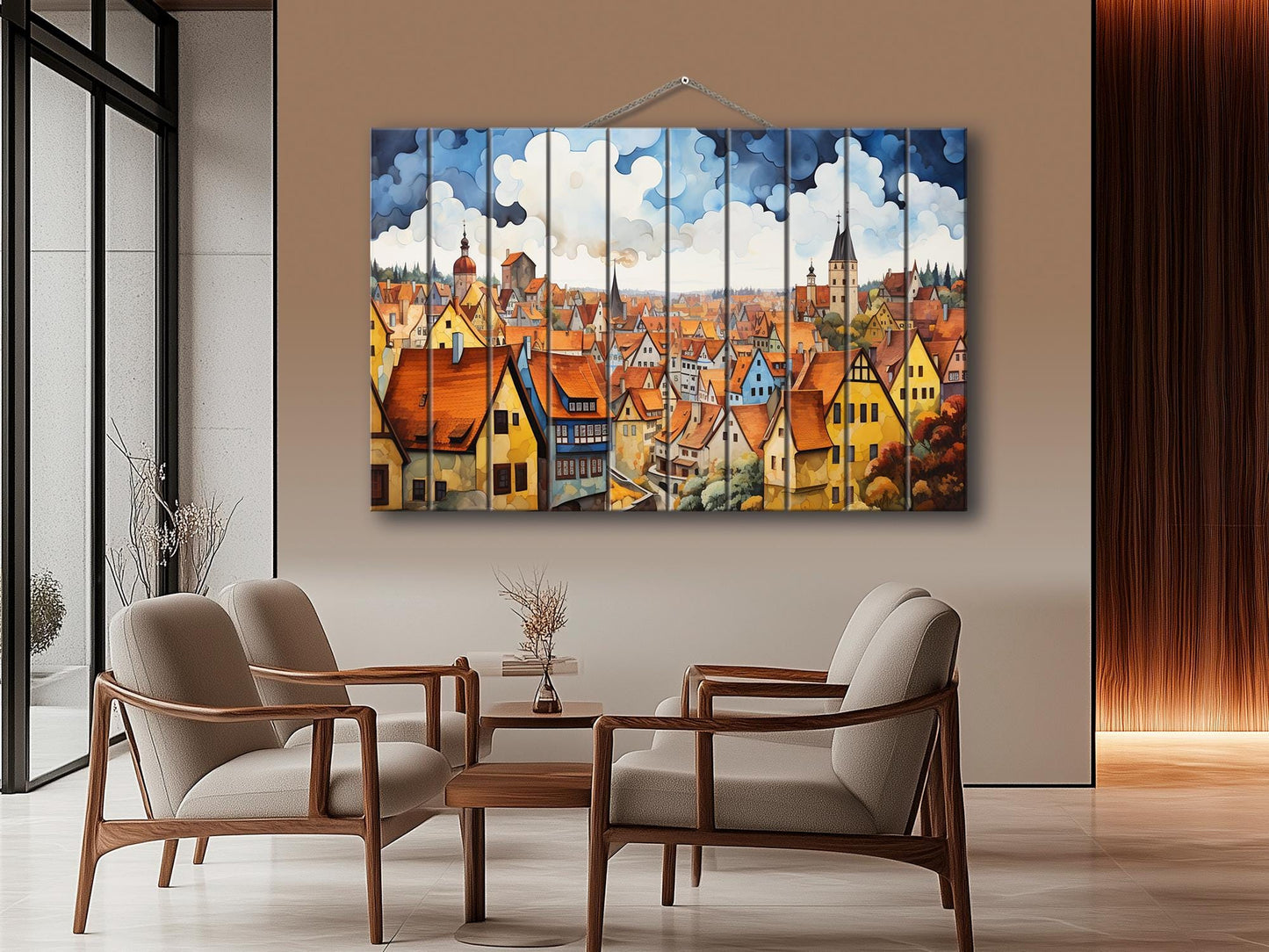 Rothenburg Wood Art | Fade Resistant Wall Art on Natural Wood Planks – Ready to Hang