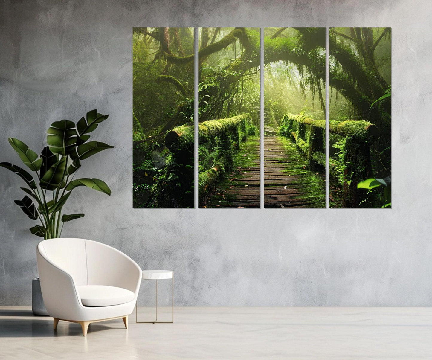 Bamboo Forest Wall Art – Tropical Forest Canvas Print | Bamboo Bridge Decor Ready to Hang