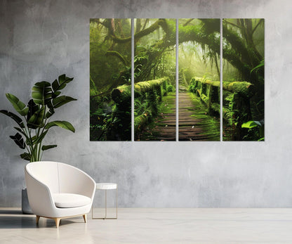 Bamboo Forest Wall Art – Tropical Forest Canvas Print | Bamboo Bridge Decor Ready to Hang