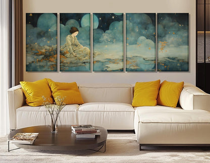 Abstract Dreaming Wall Art - Fairytale Dreamer Painting Canvas Print, Ready to Hang