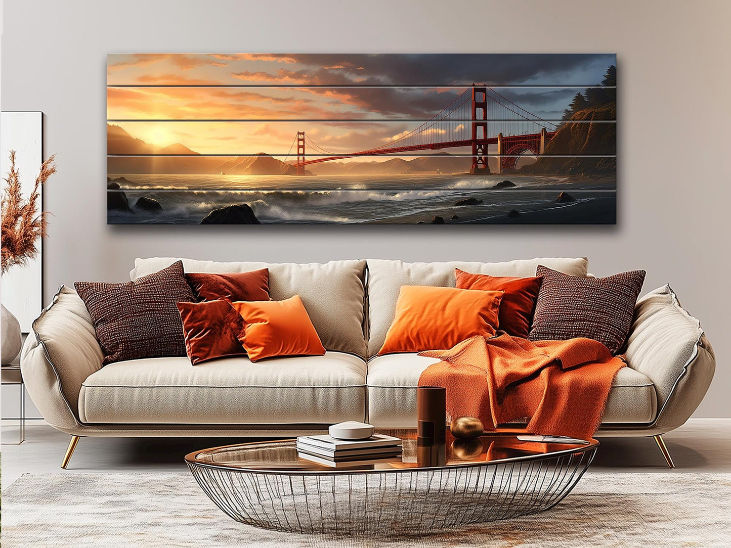Golden Gate Bridge Wood Art – Rustic San Francisco Wall Decor | UV Printed Wood Panel