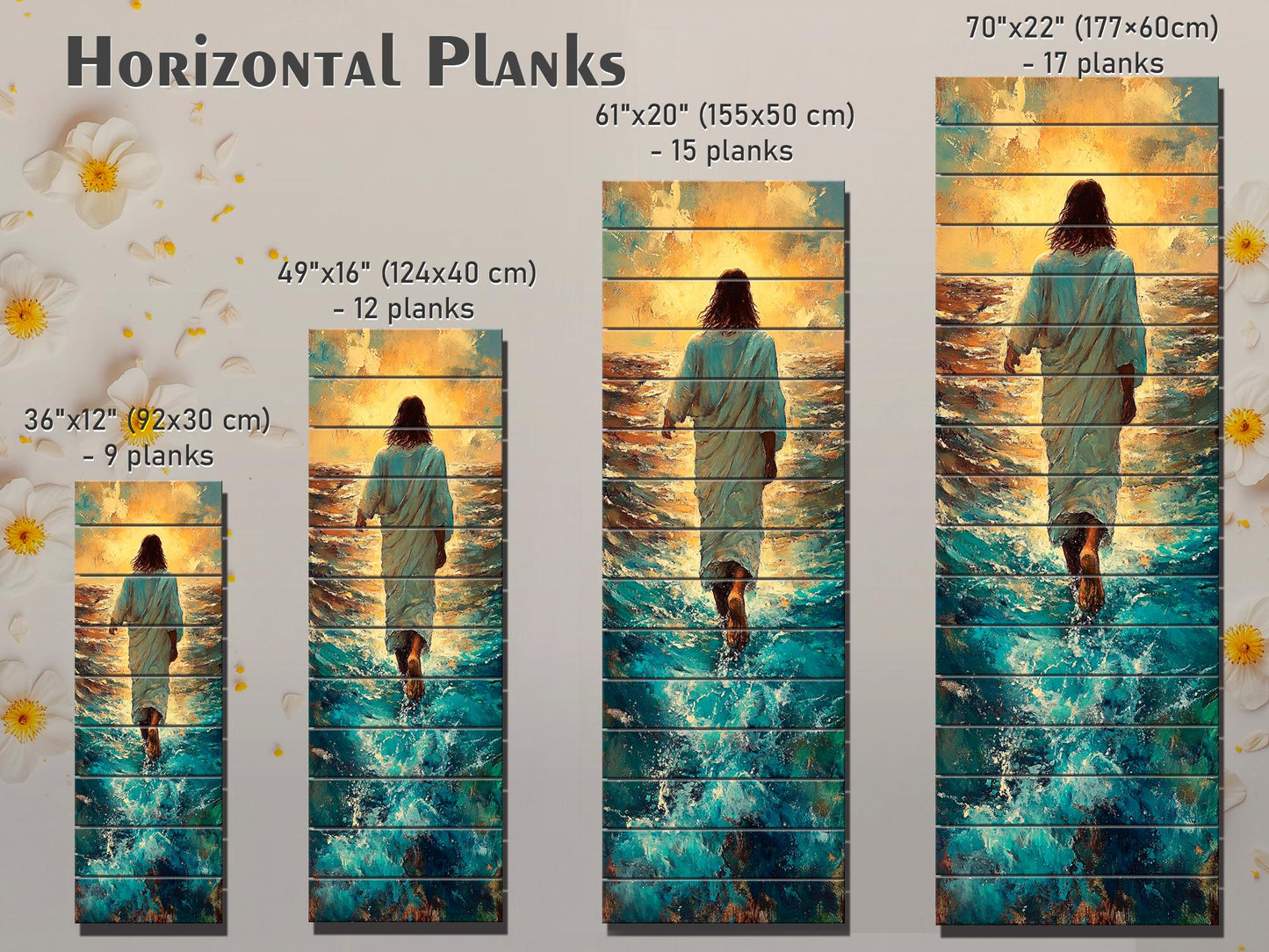 Wood Wall Art – Jesus Walking on Water Print on Natural Wood – Christian Rustic Print – Religious Wall Art, Biblical Wall Decor