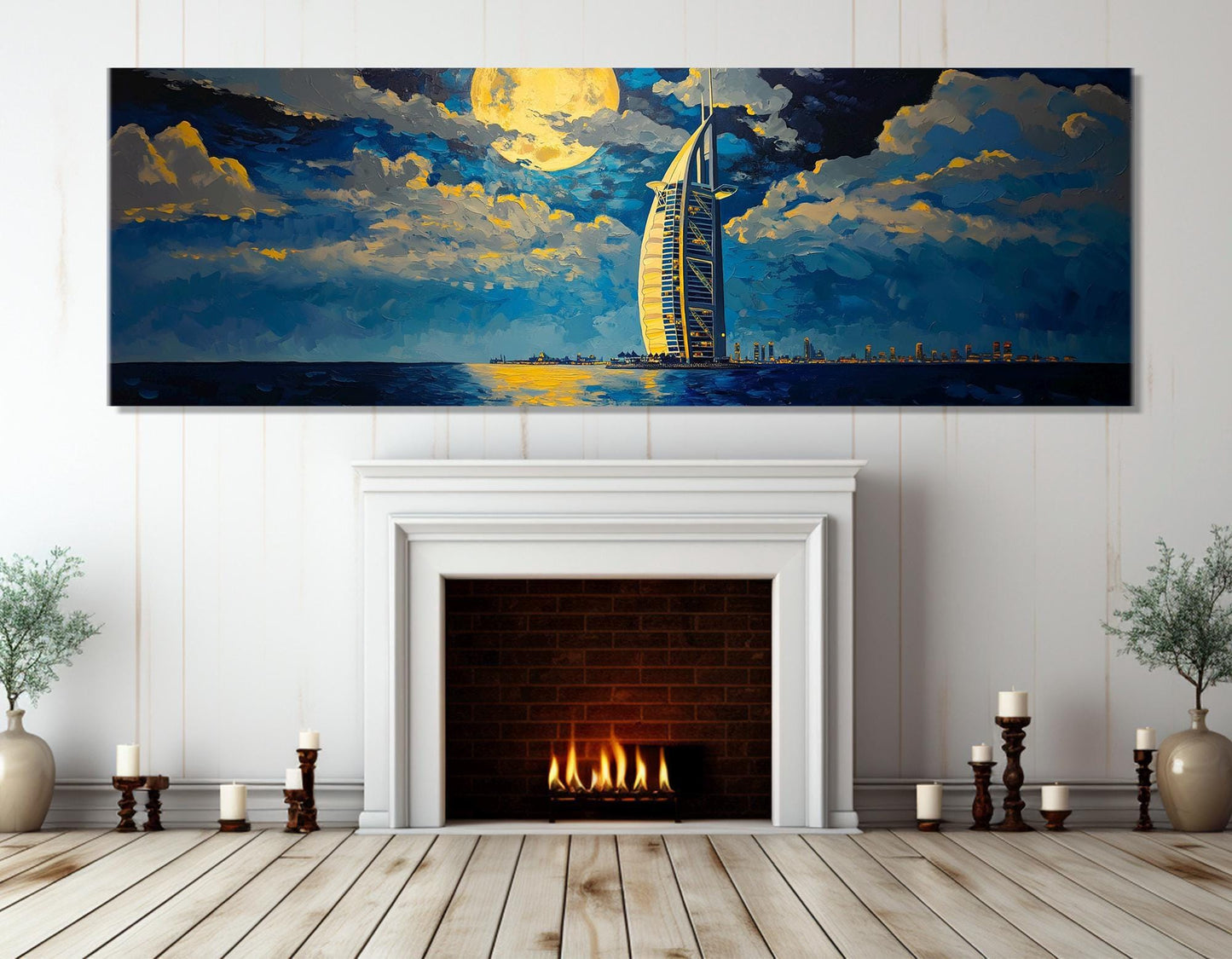 Dubai Canvas Print - Abstract Dubai Skyline Painting | Framed Cityscape Wall Art