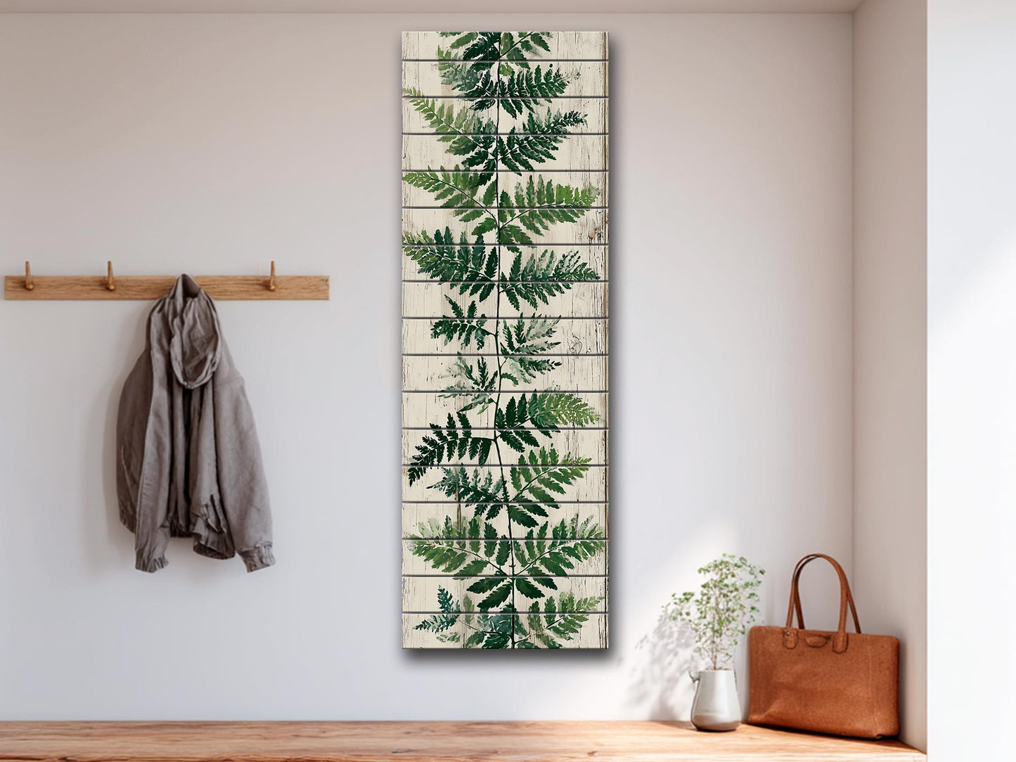 Wood Wall Art - Fern Leaf Botanical Art Printed on Wood – Rustic Nature Wall Decor – Greenery Painting Print for Your Home