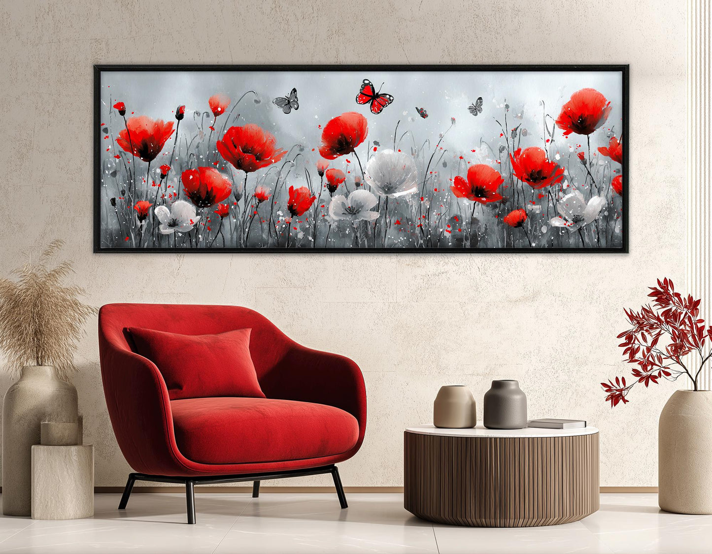 Poppy Field Canvas – Dreamy Watercolor Floral Wall Art | Framed & Ready to Hang